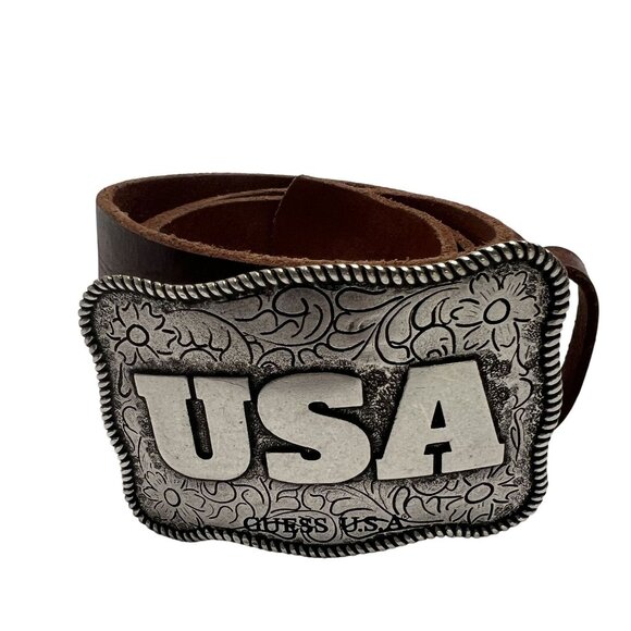 GUESS USA Genuine Leather Belt in Brown - Picture 1 of 6